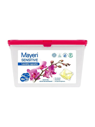 Капсулы для стирки Mayeri, Sensitive ЭКО, 18 шт