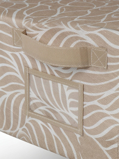 Коробка для хранения, с крышкой, 40х25х50 см, бежевая, Листья, UC-210