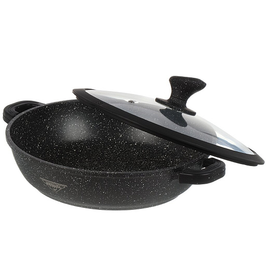 Сотейник алюминий, 28 см, 3.2 л, антипригарное покрытие, Mercury, Мрамор, 6226-MC, с крышкой, индукция