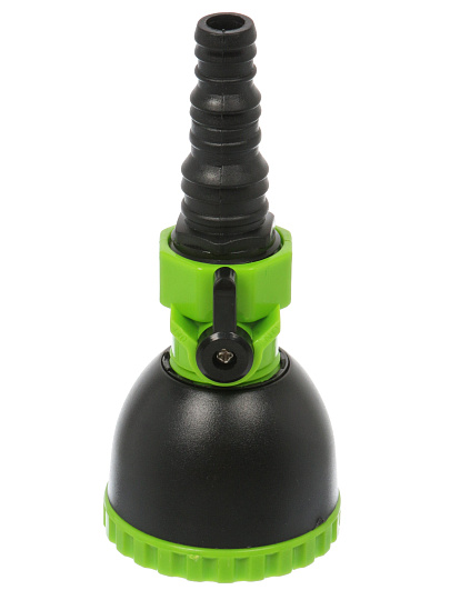 Насадка для полива пластик, 1/2-5/8-3/4, быстросъемная, с краном, Grandy, черно-зеленая