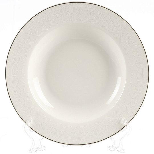 Тарелка суповая, фарфор, 23 см, круглая, White Lace, Fioretta, TDP671