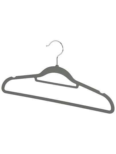 Вешалка-плечики для одежды, 42 см, пластик, 5 шт, резиновое покрытие, серая, Рыжий кот, 110886