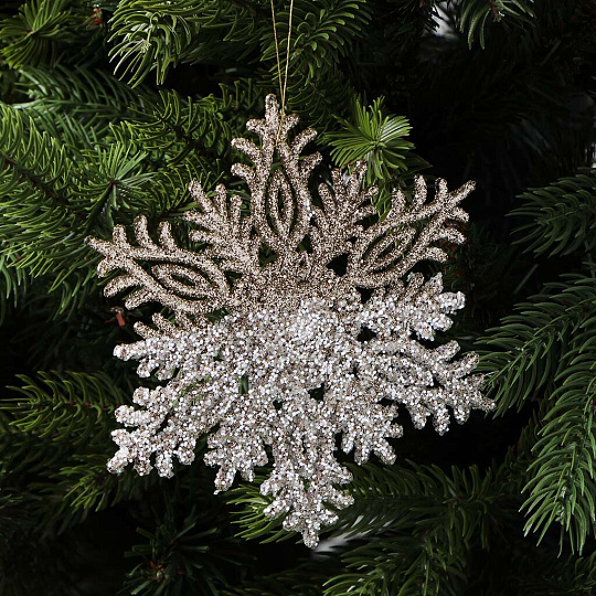 Елочное украшение пластик, Снежинка, шампань, 15CM, Y4-9390