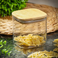 Банка для сыпучих продуктов, стекло, 0.5 л, 8х10 см, с крышкой, Daniks, Квадрато, STF8095