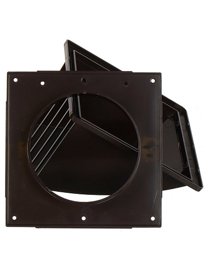 Выход стенной пластик, вытяжной, 175х175 мм, с обратным клапаном, с фланцем D120, коричневый, Event, 175К120ФВ кор