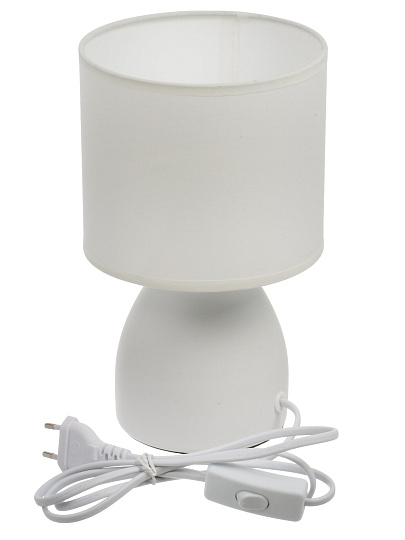 Светильник настольный E14, 40 Вт, белый, абажур белый, Rivoli, Nadine, 7042-502, керамика