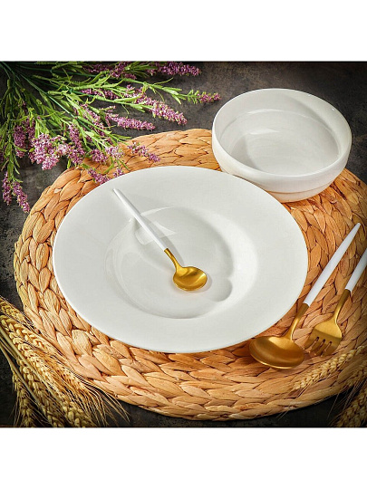 Тарелка суповая, керамика, 23 см, круглая, Грейс, Daniks, Y6-6009, белая