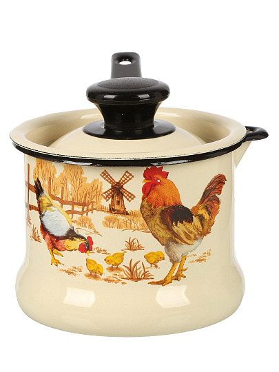 Ковш сталь, эмал, 1 л, сталь ручка, индукц, Керчь, Подворье, 90204-072/4, слоновая