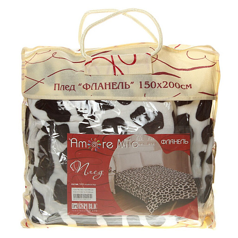 Плед Amore Mio полутораспальный (150х200 см) фланель, в сумке, Шкура жирафа 63229