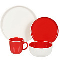 Сервиз столовый керамика, 16 предметов, на 4 персоны, Насыщенный красный, Y4-4302