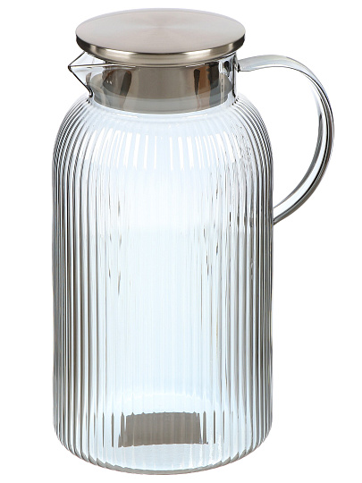 Кувшин боросиликатное стекло, 1.9 л, с крышкой, Грани, Y4-11035, графит, крышка-фильтр