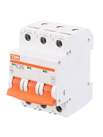 Автоматический выключатель TDM Electric, ВА47-29, 3 полюса, 25, 4.5 кА, С, SQ0206-0111