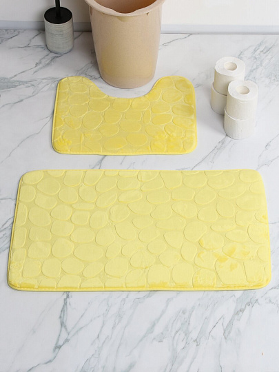 Набор ковриков для ванной и туалета, 2 шт, 0.5х0.8, 0.4х0.5 м, полиэстер, желтый, Камешки, Y4-11226
