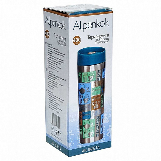 Термокружка нержавеющая сталь, 0.4 л, Alpenkok, Йога, колба нержавеющая сталь, AK-04021A