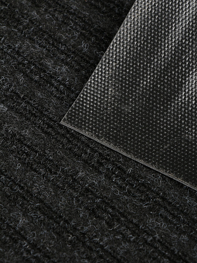 Коврик грязезащитный, 80х120 см, прямоуг, резина, с ковролином, ребристый, черный,35-063/w