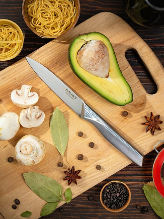 Нож кухонный Daniks, Ocean, универсальный, нержавеющая сталь, 12.5 см, рукоятка нержавеющая сталь, YW-A429B-UT