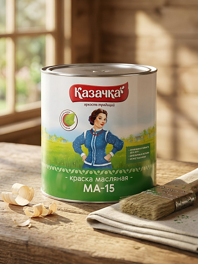 Краска Казачка, МА-15, масляная, универсальная, глянцевая, зеленая, 2.8 кг