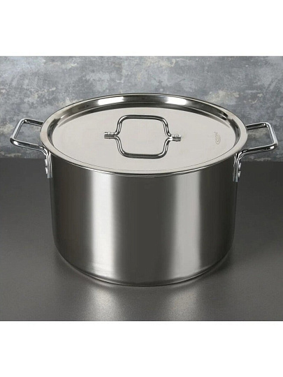 Кастрюля нержавеющая сталь, 20 л, крышка нержавеющая сталь, цилиндрическая, Катунь, Общепит, КТ-ОБ-22, металлик