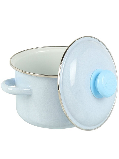 Кастрюля эмалированная сталь, 2 л, крышка сталь, цилиндрическая, Сибирские товары, 9MD161P, серо-голубая, индукция