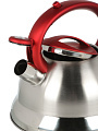 Чайник нержавеющая сталь, 2.8 л, со свистком, матовый, ручка с силиконовым покрытием, Daniks, красный, MSY-013R - фото 10