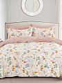 Постельное белье евро, простыня 220х240 см, 2 наволочки 70х70 см, пододеяльник 200х220 см, Silvano, поплин, персиковое, Цветы 30/409-PC/SLV