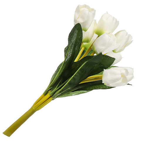 Цветок искусственный декоративный Тюльпаны, пасхальный, 34 см, белый, Y6-10369