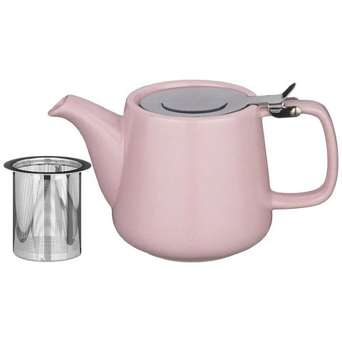 Чайник заварочный керамика, 0.5 л, с ситечком, Bronco, Velour, 470-373, розовый
