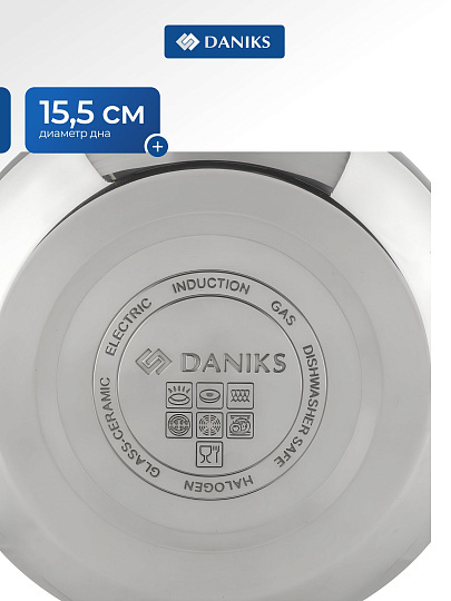 Чайник нержавеющая сталь, 2.8 л, со свистком, зеркальный, нейлон, Daniks, индукция, GS-04052A