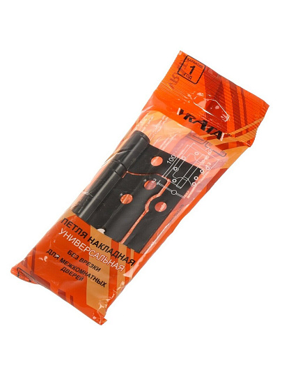 Петля накладная универсальная, Vrata, 100x75x2 мм, 208313, без врезки, черный матовая