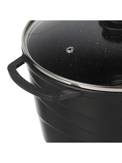 Кастрюля алюминий, антипригарное покрытие, 5 л, крышка стекло, Нева Металл Посуда, Гранит, L186650i, индукция