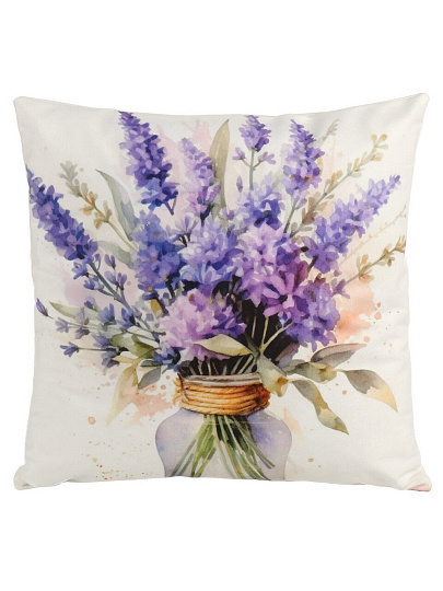 Подушка декоративная, 38х38 см, Цветы, 100% полиэстер, Микрос