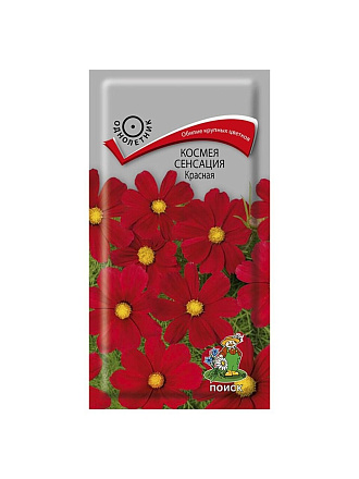 Семена Цветы, Космея, Сенсация Красная, 0.3 г, цветная упаковка, Поиск