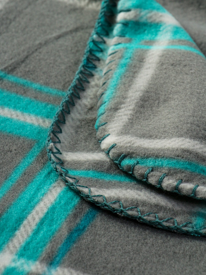 Плед 130х170 см, флис, 100%пэ, 180г, Серо-голубая клетка