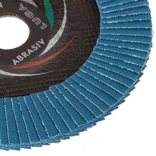 Круг лепестковый торцевой КЛТ1 для УШМ, LugaAbrasiv, диаметр 150 мм, посадочный диаметр 22 мм, зернистость ZK100, шлифовальный