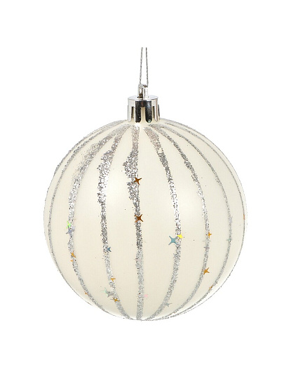 Набор шаров 3 шт, белый с серебром, 8 см, Y4-9473