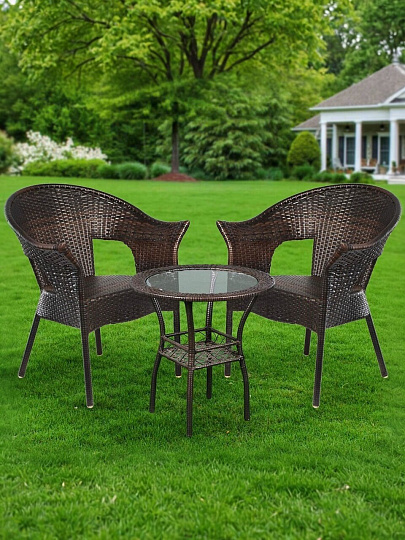 Мебель садовая Ривьера, стол, 60х60х59 см, 2 кресла, 100 кг, кресло - 68х60х78 см, C010054