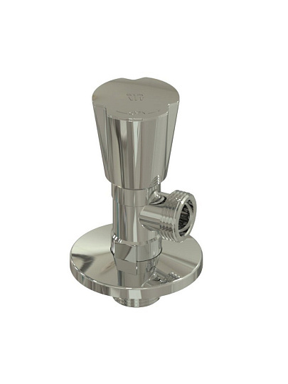 Кран для бытовых приборов, 1/2"х3/4", ш-ш, латунь, угловой, удлиненный, круглая ручка, хром, RTP
