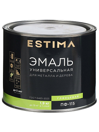 Эмаль Estima, ПФ-115, алкидная, глянцевая, зеленая, 1.9 кг