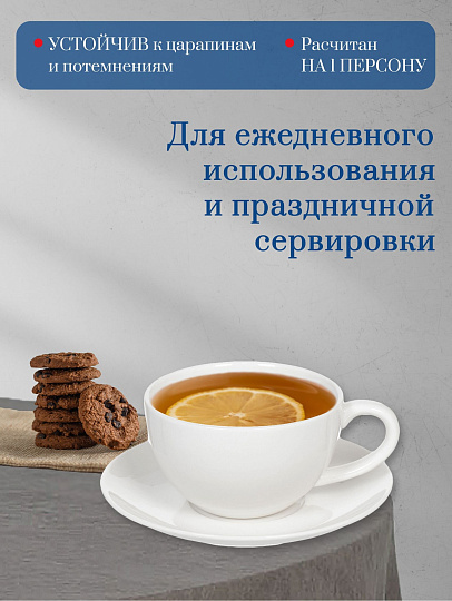Чайная пара керамика, 2 предмета, на 1 персону, 210 мл, Daniks, Классика, Y4-2742