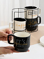 Кружка керамика, 4 шт, 380 мл, Кофе, на металлической подставке, Daniks, R24210/5607Y