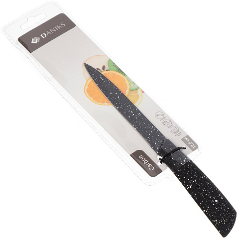 Нож кухонный Daniks, Карбон, универсальный, нержавеющая сталь, 12.5 см, рукоятка пластик, YW-A641-3-UT