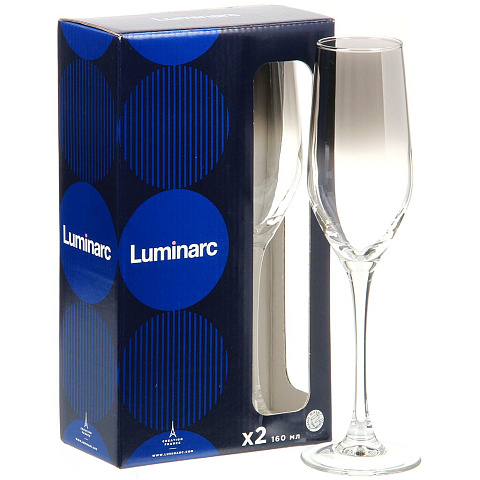 Бокал для шампанского, 160 мл, стекло, 2 шт, Luminarc, Селест Серебряная дымка, O0228