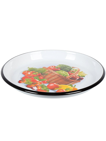 Тарелка обеденная, эмалированная сталь, 22 см, 0.5л, круглая, СтальЭмаль, 1с4с/К, в ассортименте