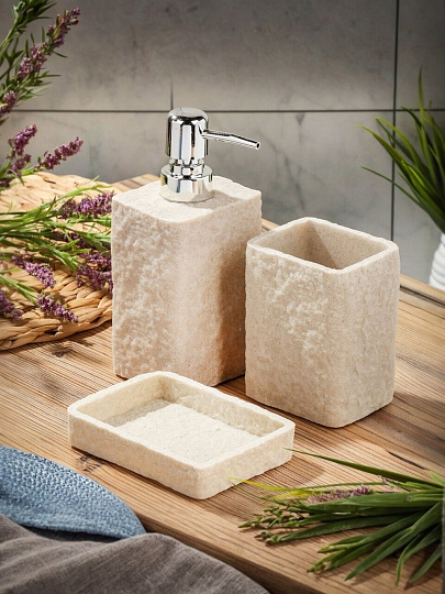 Мыльница настольная, Fora, Stone Natural, полирезина, FOR-STN036NAT