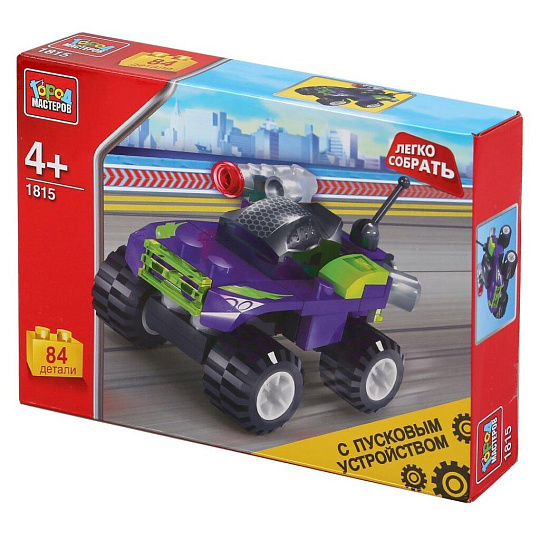 Конструктор Город Мастеров, Машинка с пусковым устройством, 3-5 лет, 84 детали, KK-1815-R