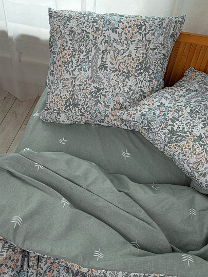 Постельное белье 1.5-спальное, простыня 150х215 см, 2 наволочки 70х70 см, пододеяльник 145х215 см, Майская ночь, бязь, Глэйд