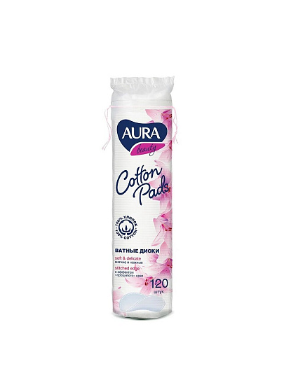 Ватные диски 120 шт, Aura, 2939/1575/4313