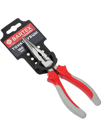 Тонкогубцы 180 мм, прямые, двухкомпонентный, углеродистая сталь, Bartex, Стандарт, 913017