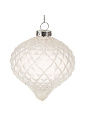 Елочное украшение Луковица Белая Сеть, белое, 8 см, стекло, XF24-SC028