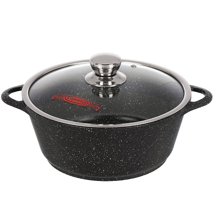 Кастрюля алюминий, антипригарное покрытие, 4 л, крышка стекло, Горница, Гранит Induction, Ик2633аг, индукция